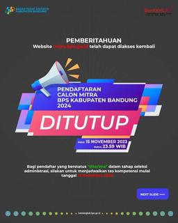 Penutupan Rekrutmen Calon Mitra BPS Kabupaten Bandung 2024